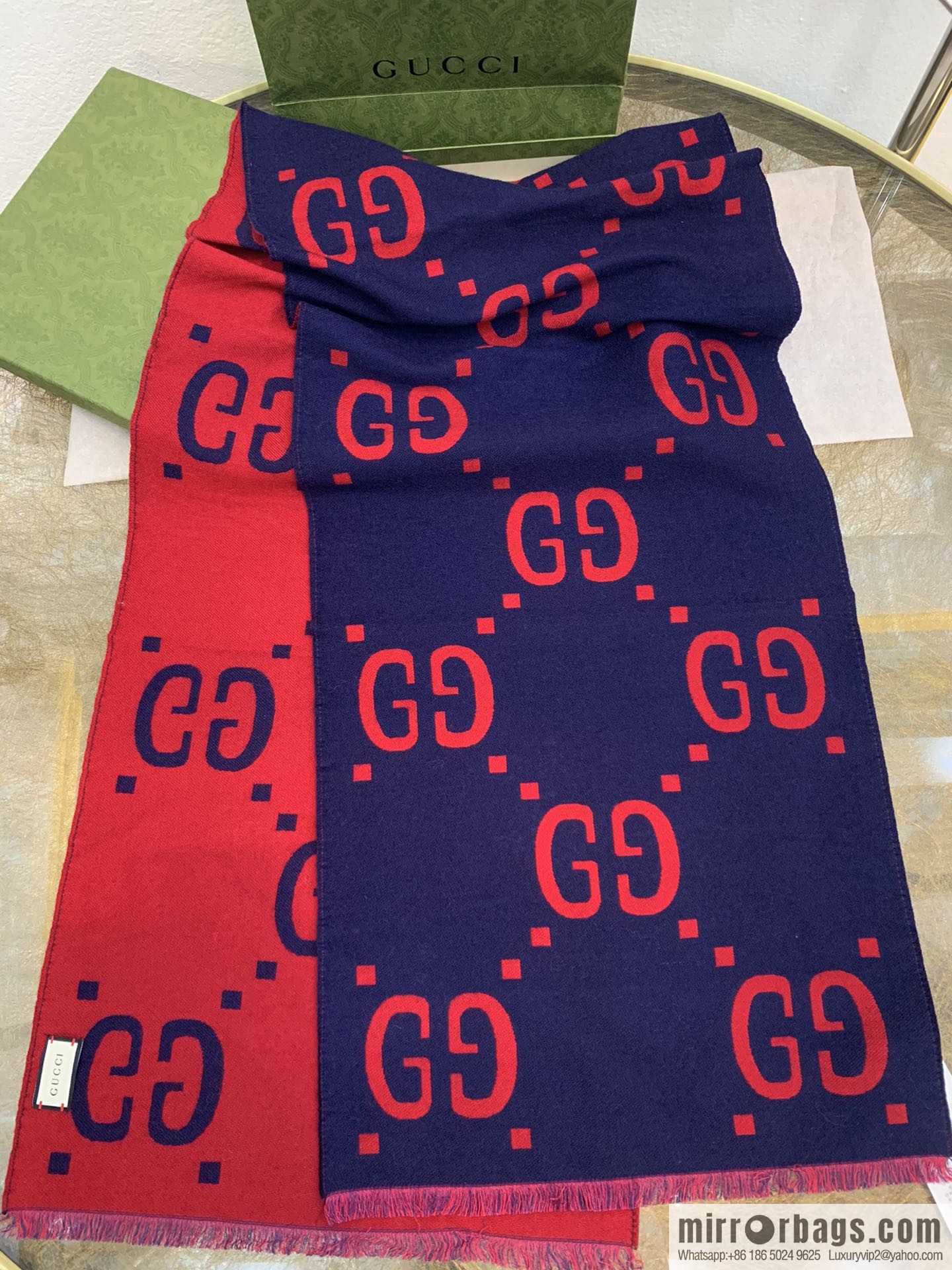 GUCCI Gucci GG pattern wool scarf 495592