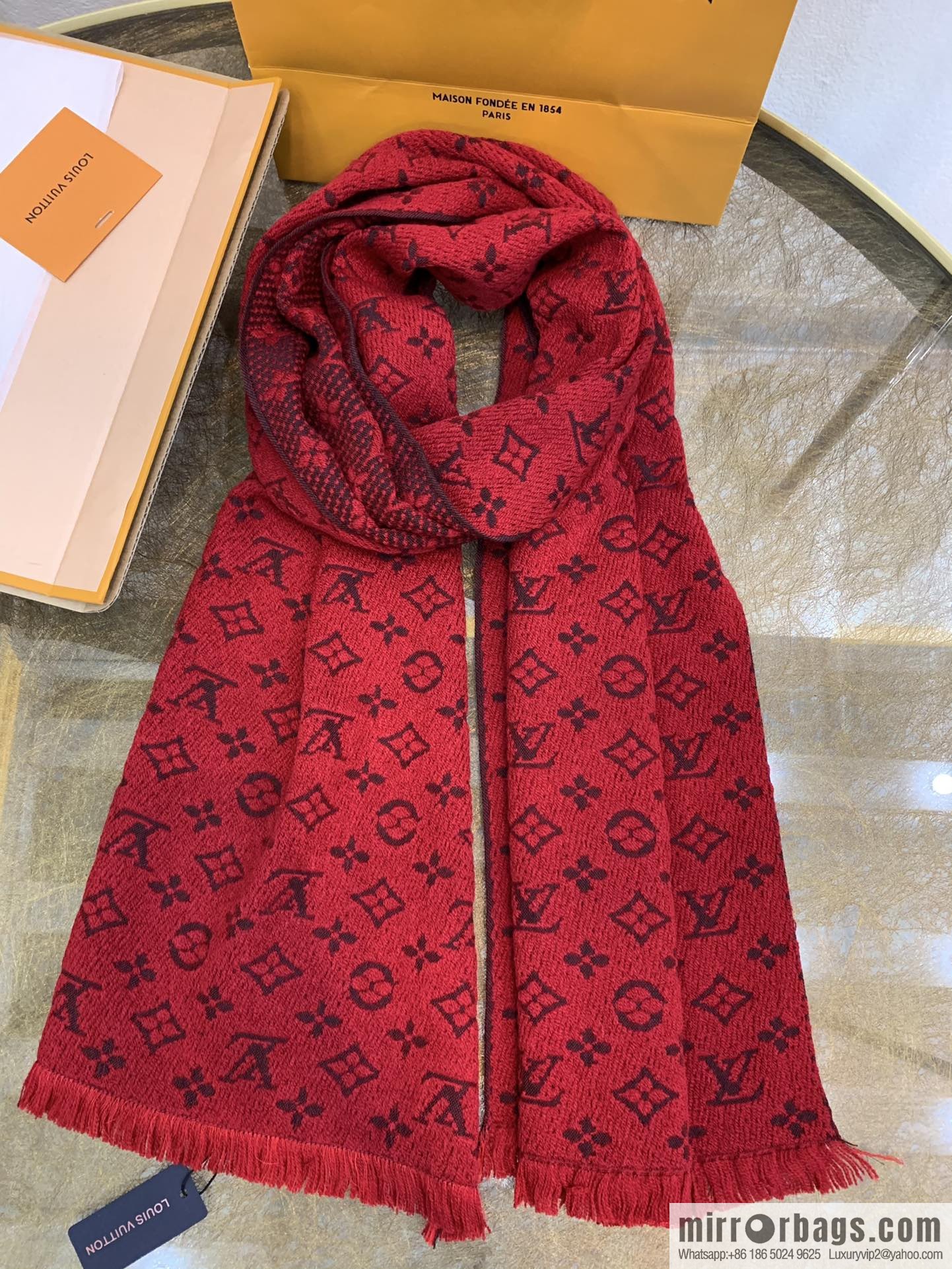 LV Louis Vuitton 100% wool men's wool scarf m78526