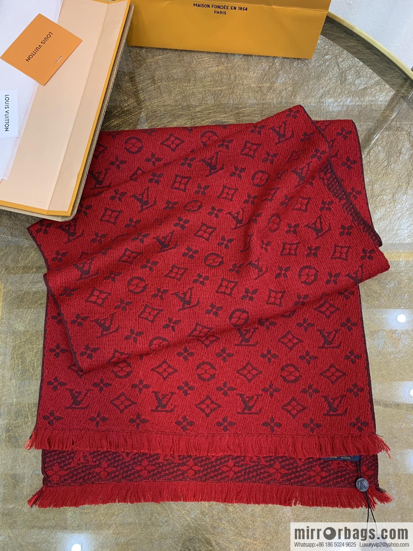 LV Louis Vuitton 100% wool men's wool scarf m78526
