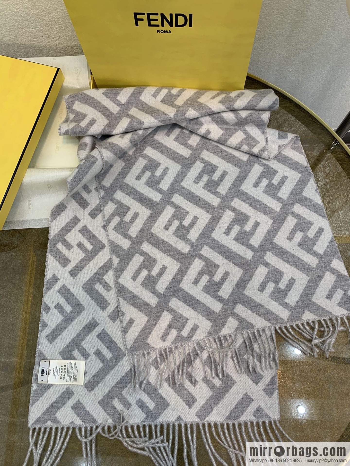 FENDI Fendi FF Vintage Style 100% Cashmere Scarf