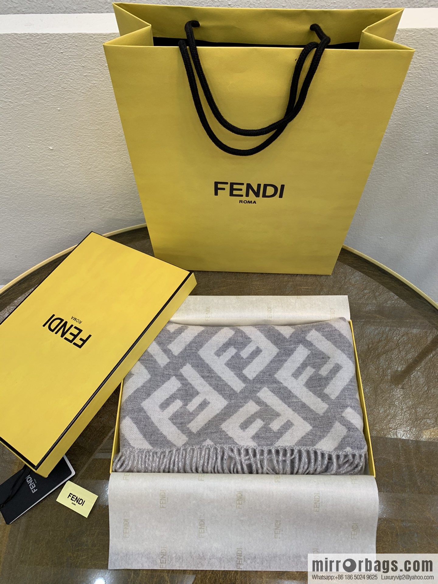 FENDI Fendi FF Vintage Style 100% Cashmere Scarf