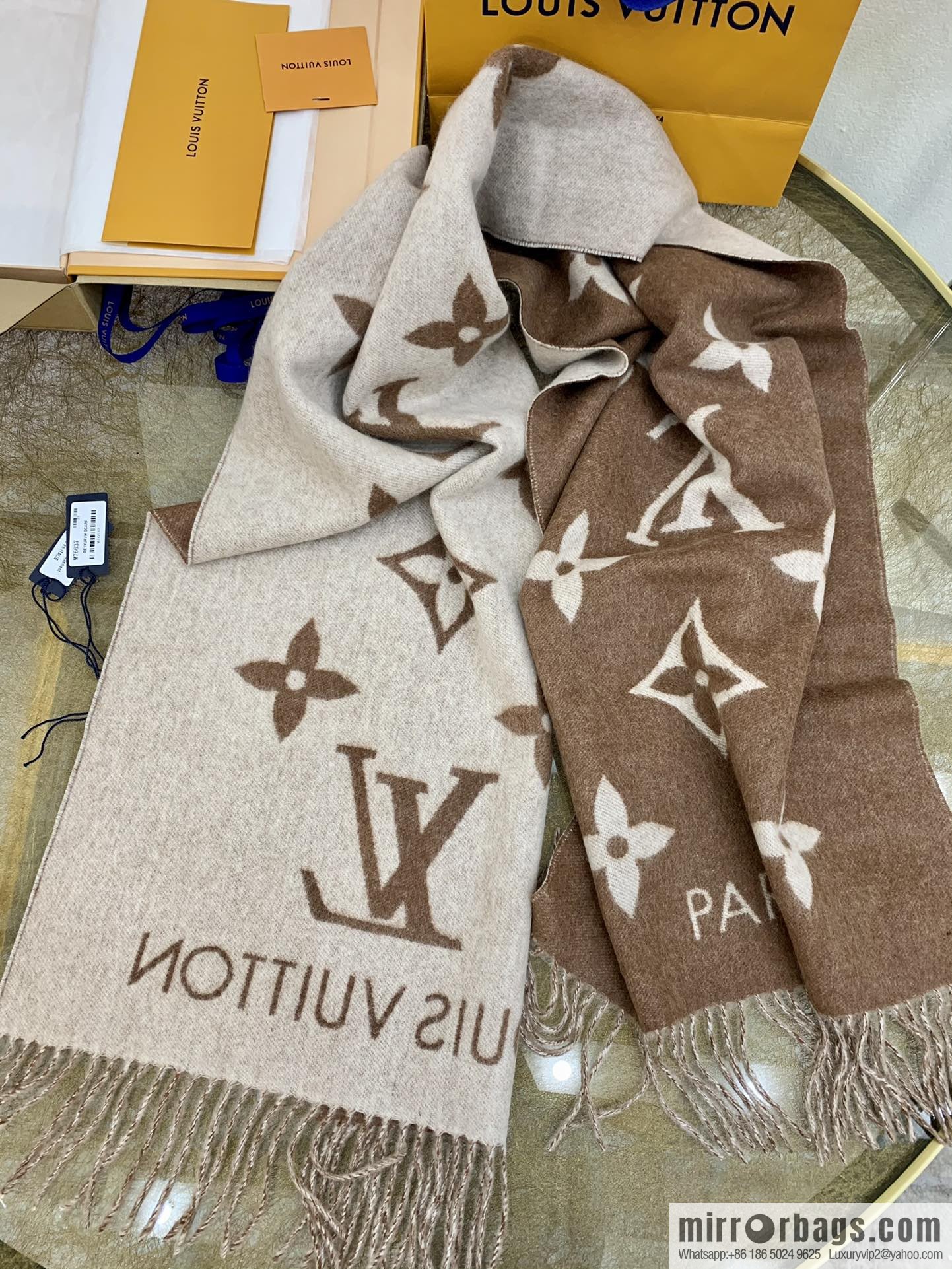 LV Louis Vuitton fringed trim 100% cashmere Reykjavik scarf M75704 #M75505 #M71040 #M71041 #M76637 #M76067