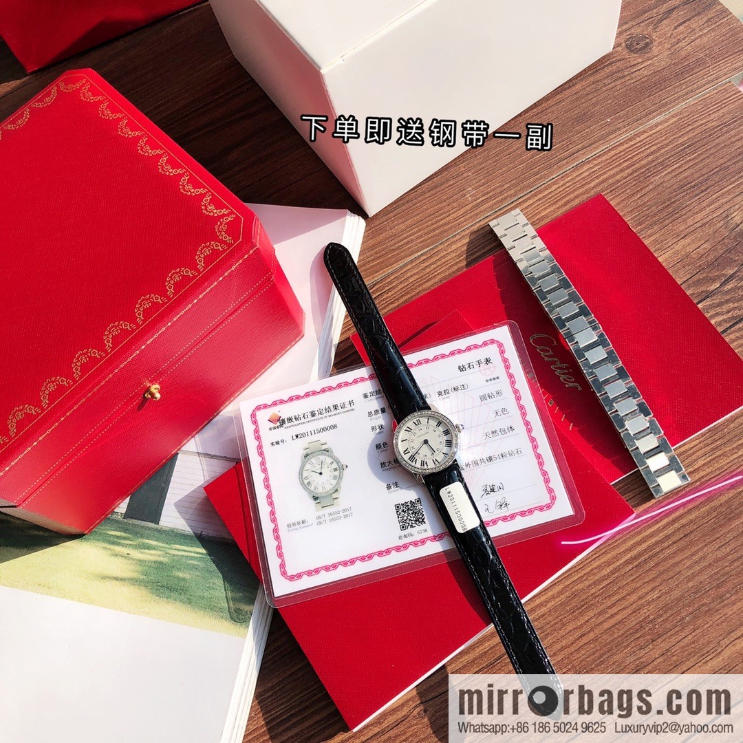 Spot Ronde de cartier (Cartier London) top version ring inlaid with 54 vs1.2 real diamonds imported American crocodile leather