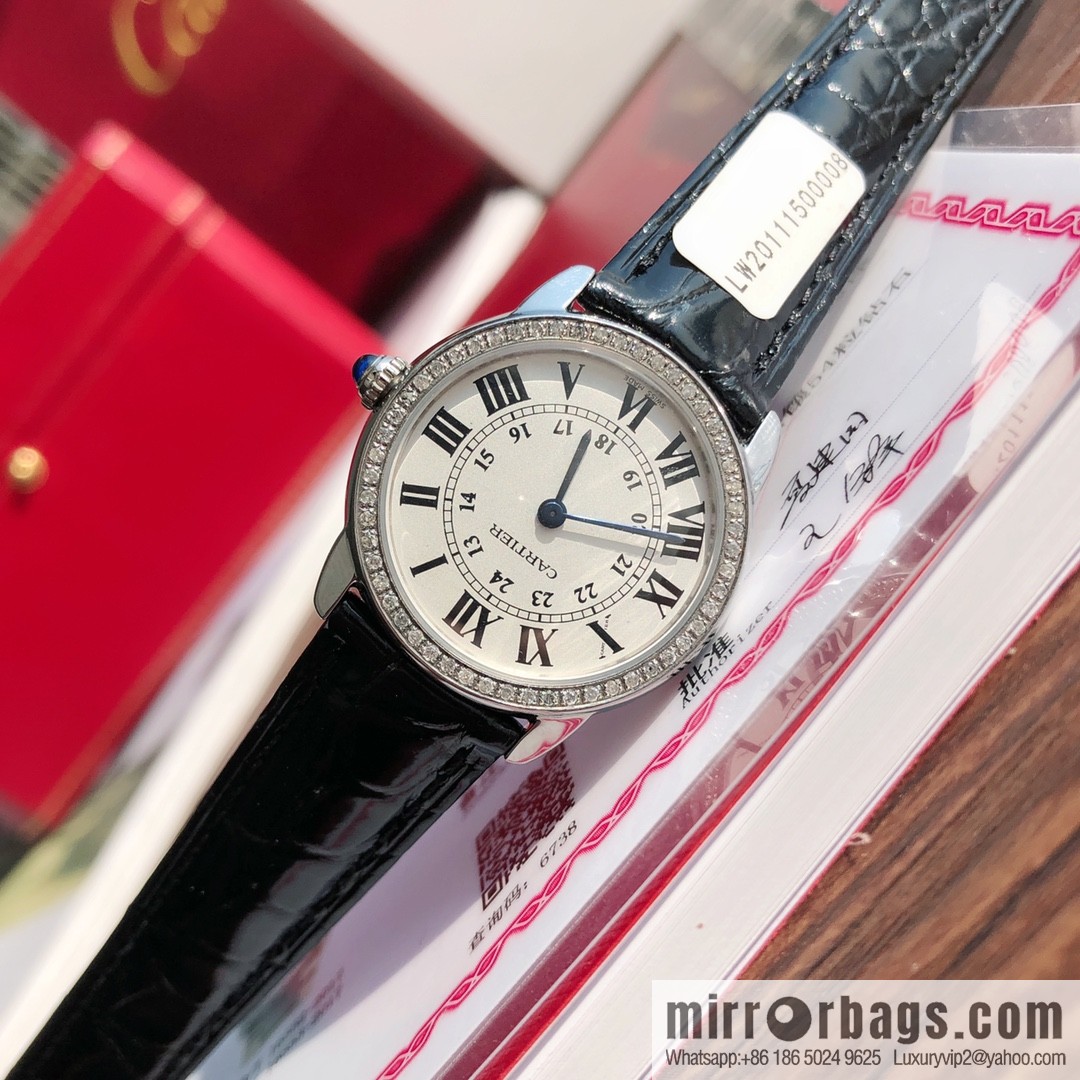 Spot Ronde de cartier (Cartier London) top version ring inlaid with 54 vs1.2 real diamonds imported American crocodile leather