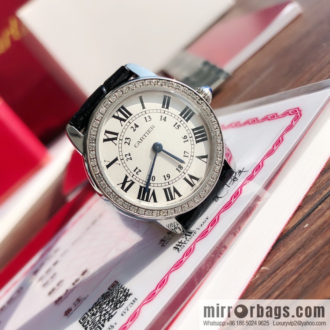 Spot Ronde de cartier (Cartier London) top version ring inlaid with 54 vs1.2 real diamonds imported American crocodile leather