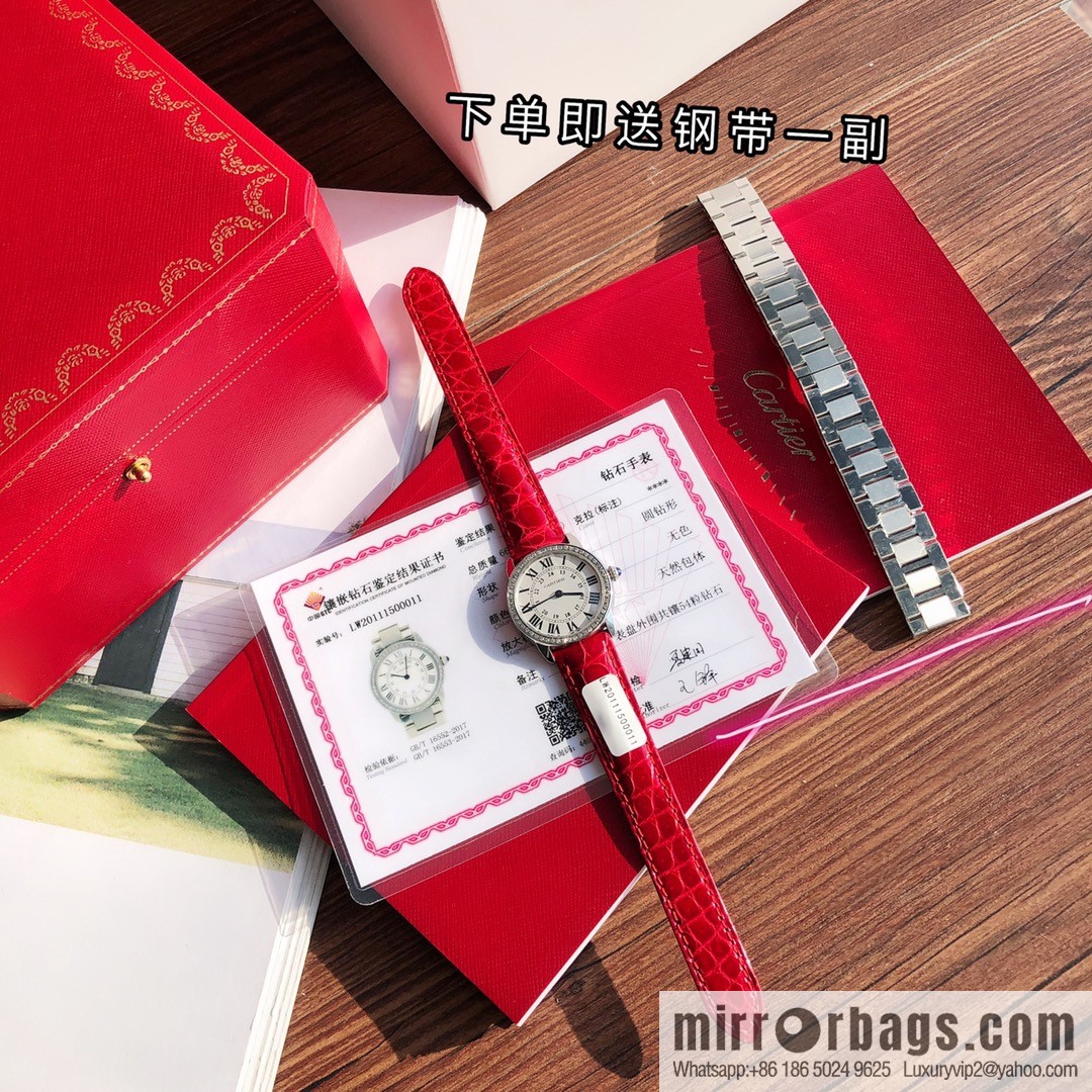 Spot Ronde de cartier (Cartier London) top version ring inlaid with 54 vs1.2 real diamonds imported American crocodile leather