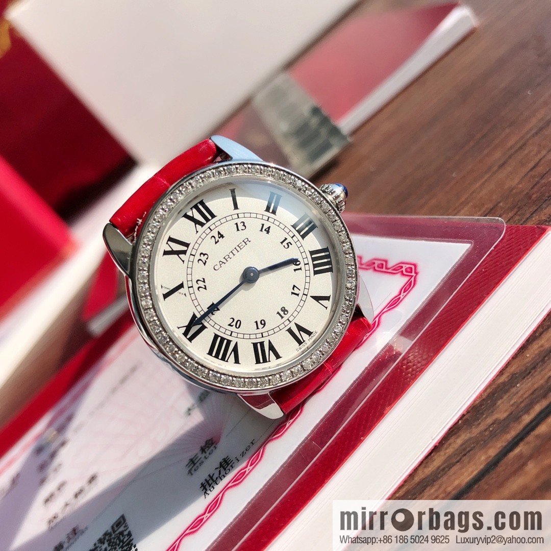 Spot Ronde de cartier (Cartier London) top version ring inlaid with 54 vs1.2 real diamonds imported American crocodile leather