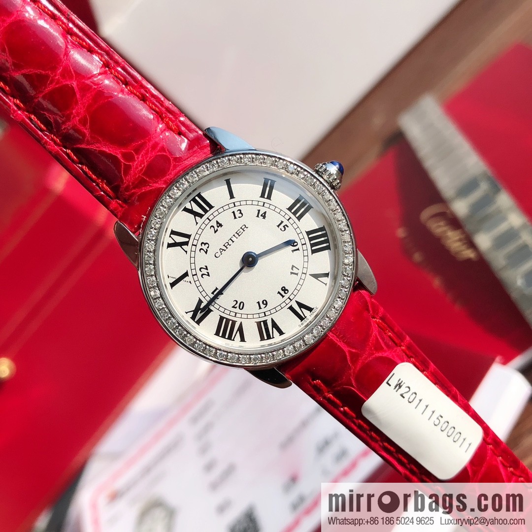 Spot Ronde de cartier (Cartier London) top version ring inlaid with 54 vs1.2 real diamonds imported American crocodile leather