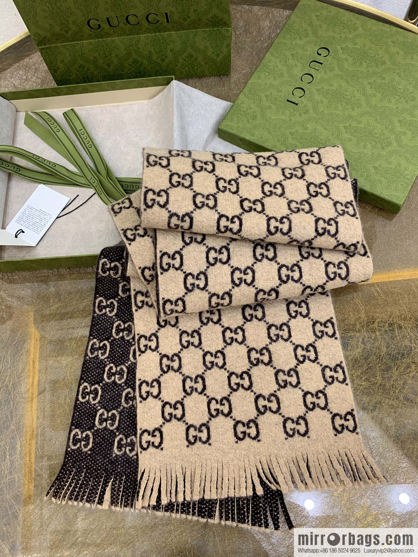 GUCCI Gucci double G letter interwoven pattern wool towel 600947