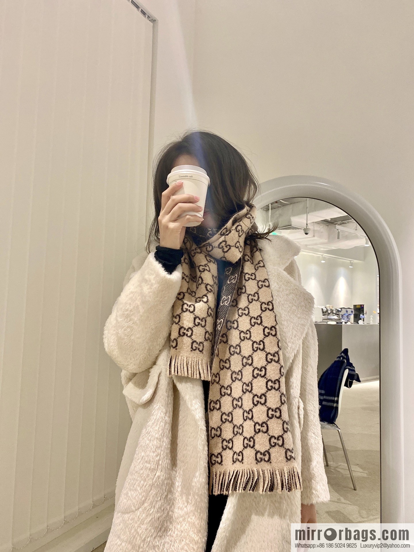 GUCCI Gucci double G letter interwoven pattern wool towel 600947