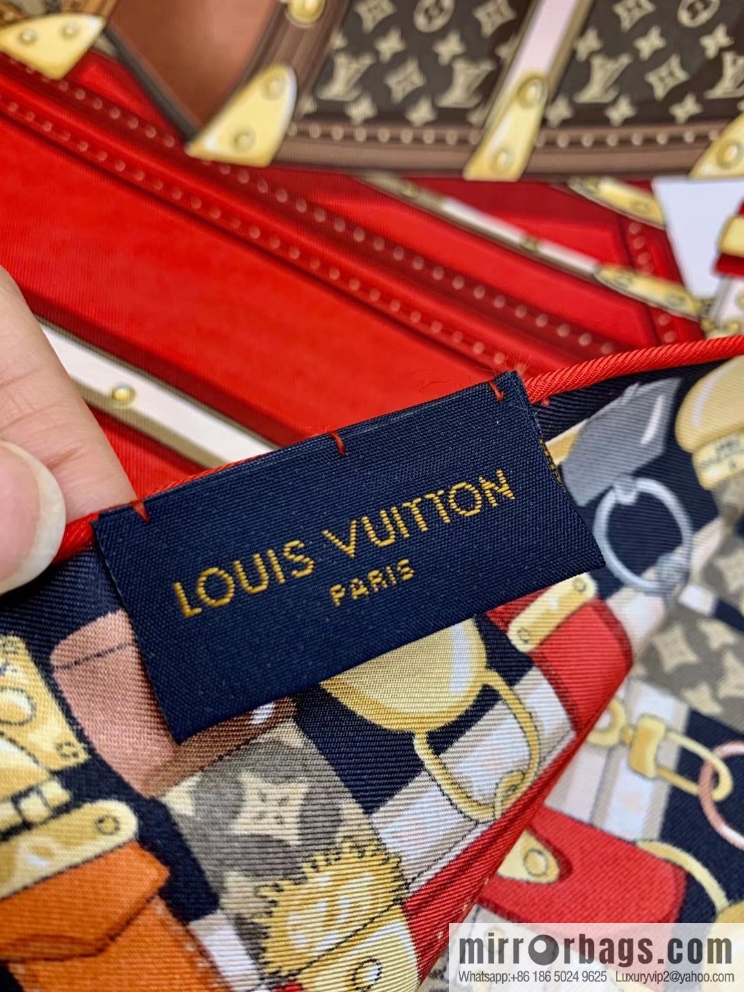 LV Louis Vuitton Monogram Pattern 100% Silk Rodeo Square Towel