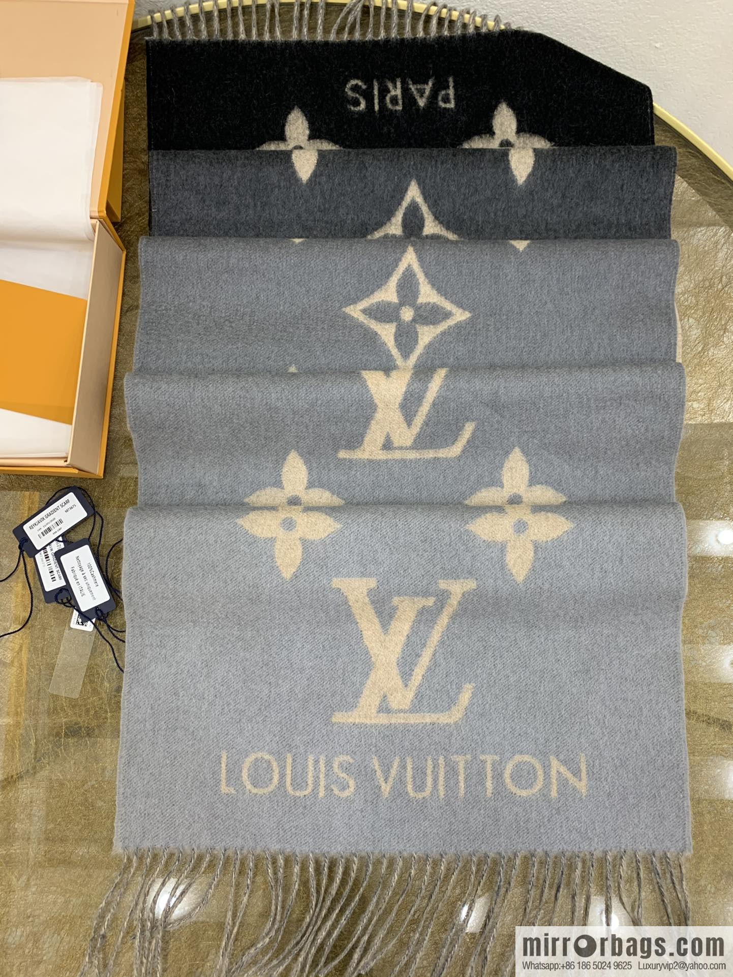 LV Louis Vuitton Pure Cashmere Reykjavik Gradient Scarf M70868 M70869 M73675
