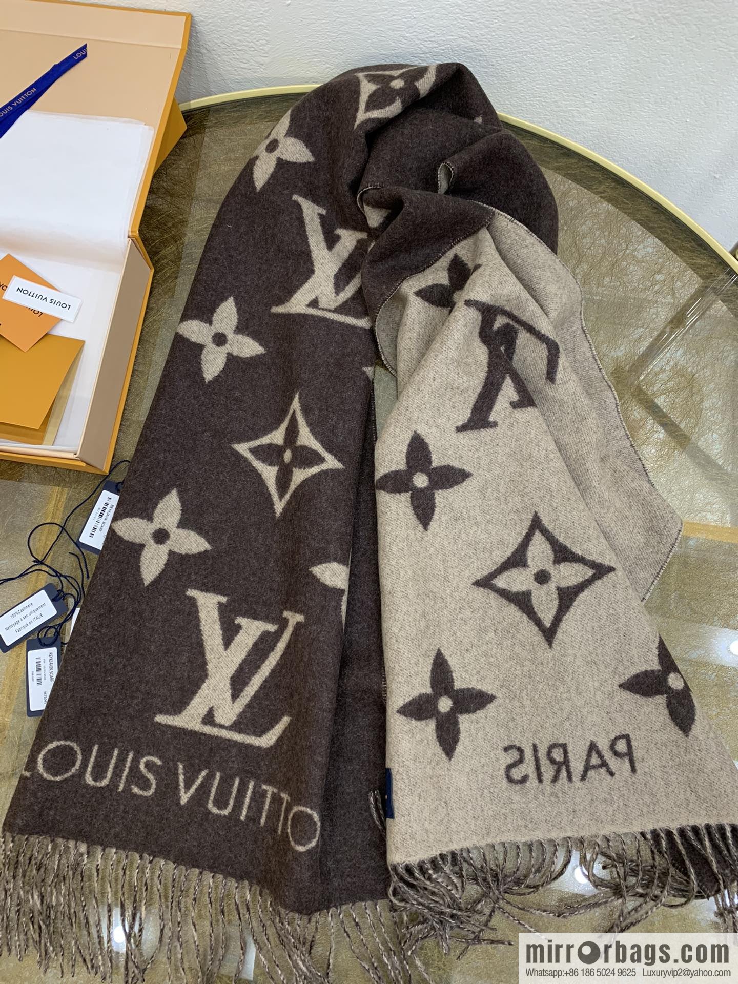 LV Louis Vuitton fringed trim 100% cashmere Reykjavik scarf M75704 #M75505 #M71040 #M71041 #M76637 #M76067