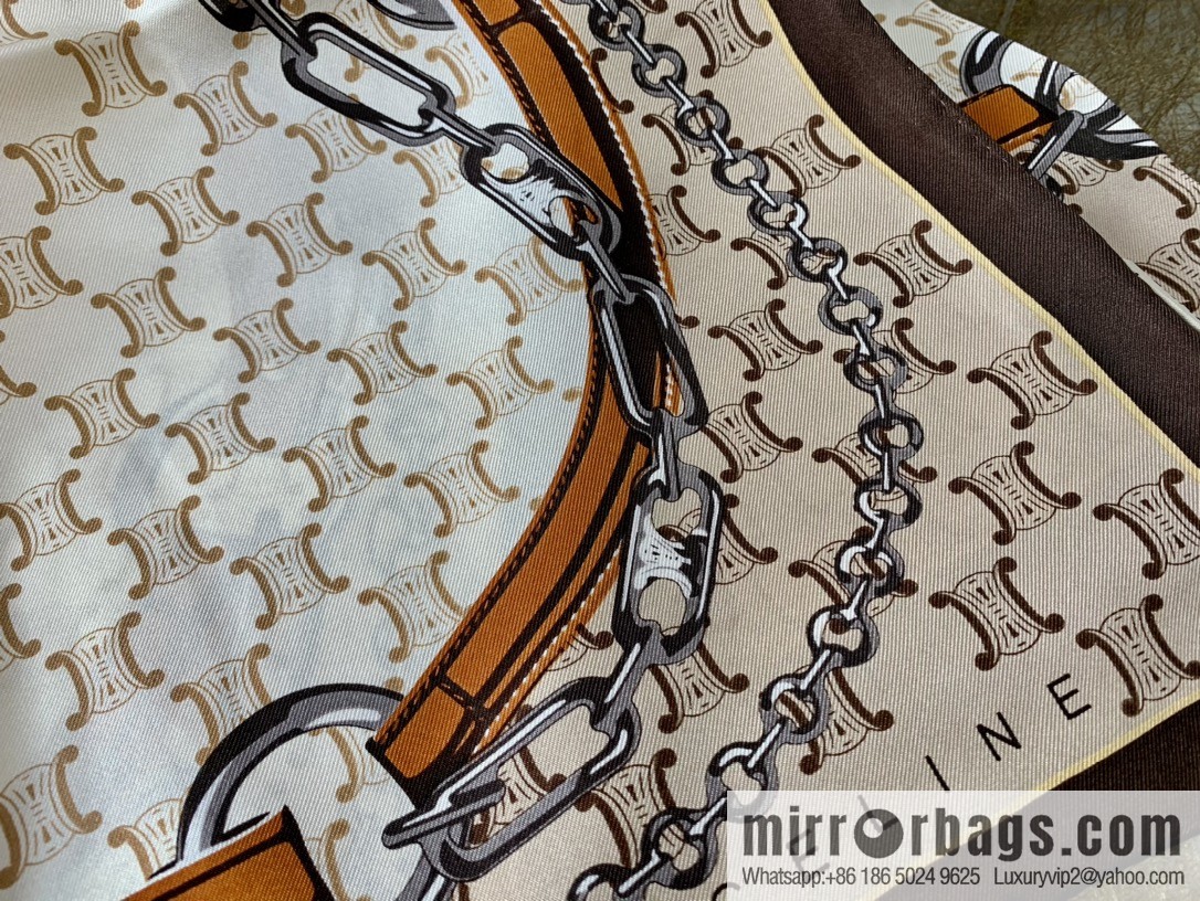 CELINE Celine Arc de Triomphe logo 100 silk square scarf