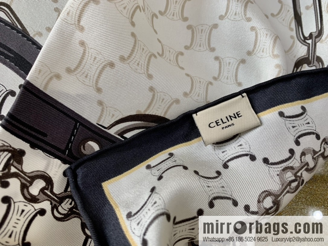 CELINE Celine Arc de Triomphe logo 100 silk square scarf