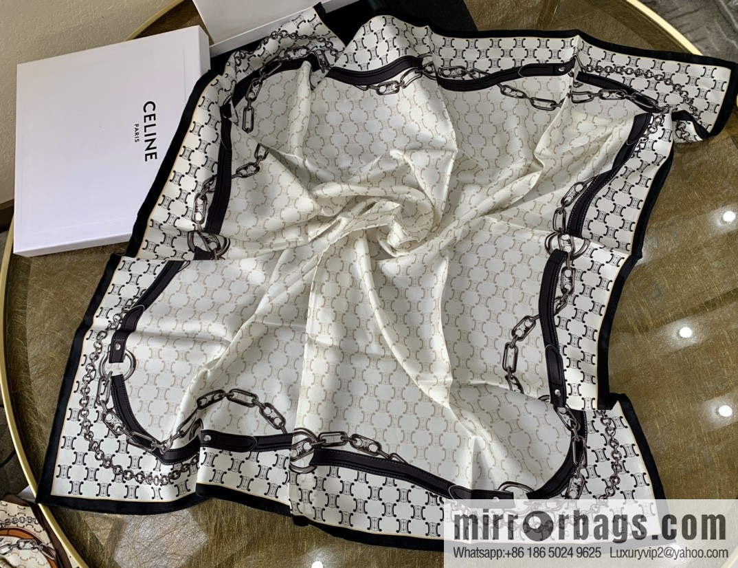 CELINE Celine Arc de Triomphe logo 100 silk square scarf