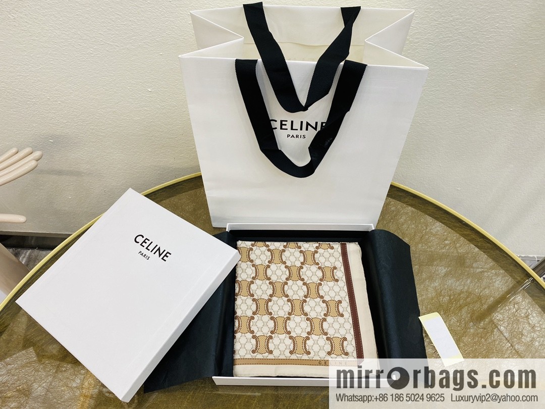 CELINE The essence of Celine Arc de Triomphe logo silk square scarf