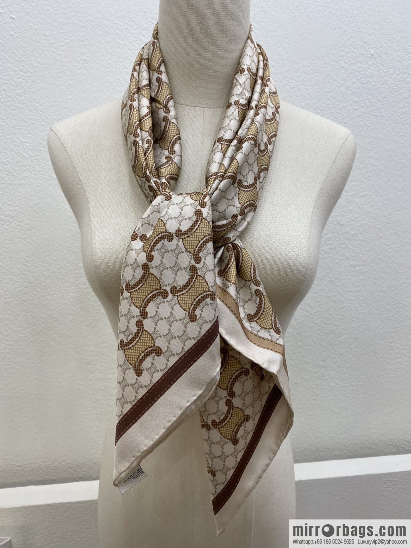 CELINE The essence of Celine Arc de Triomphe logo silk square scarf