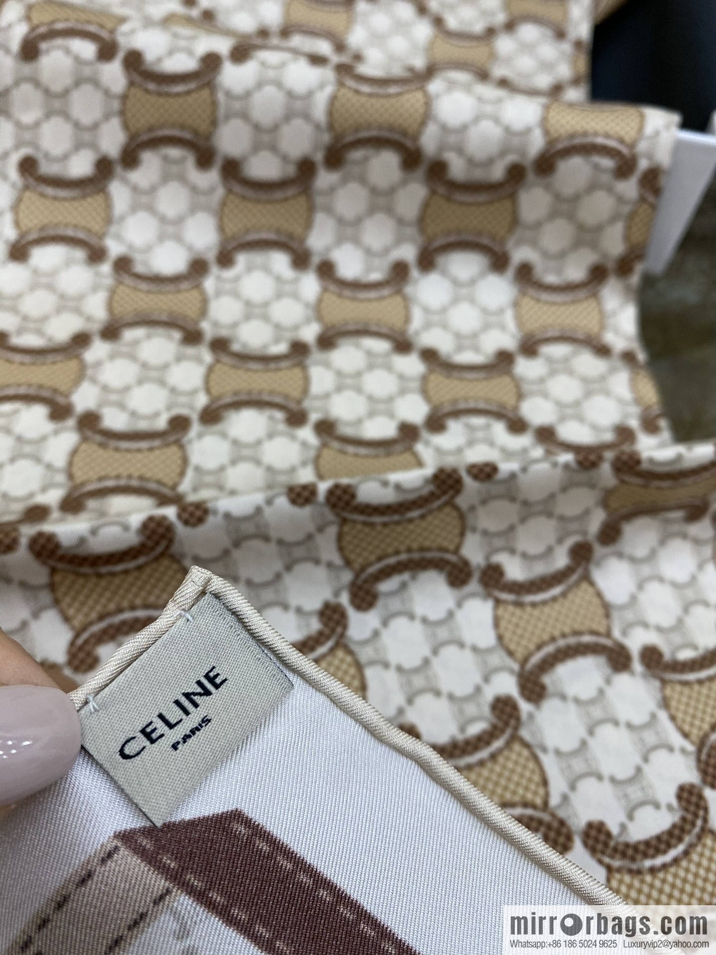CELINE The essence of Celine Arc de Triomphe logo silk square scarf