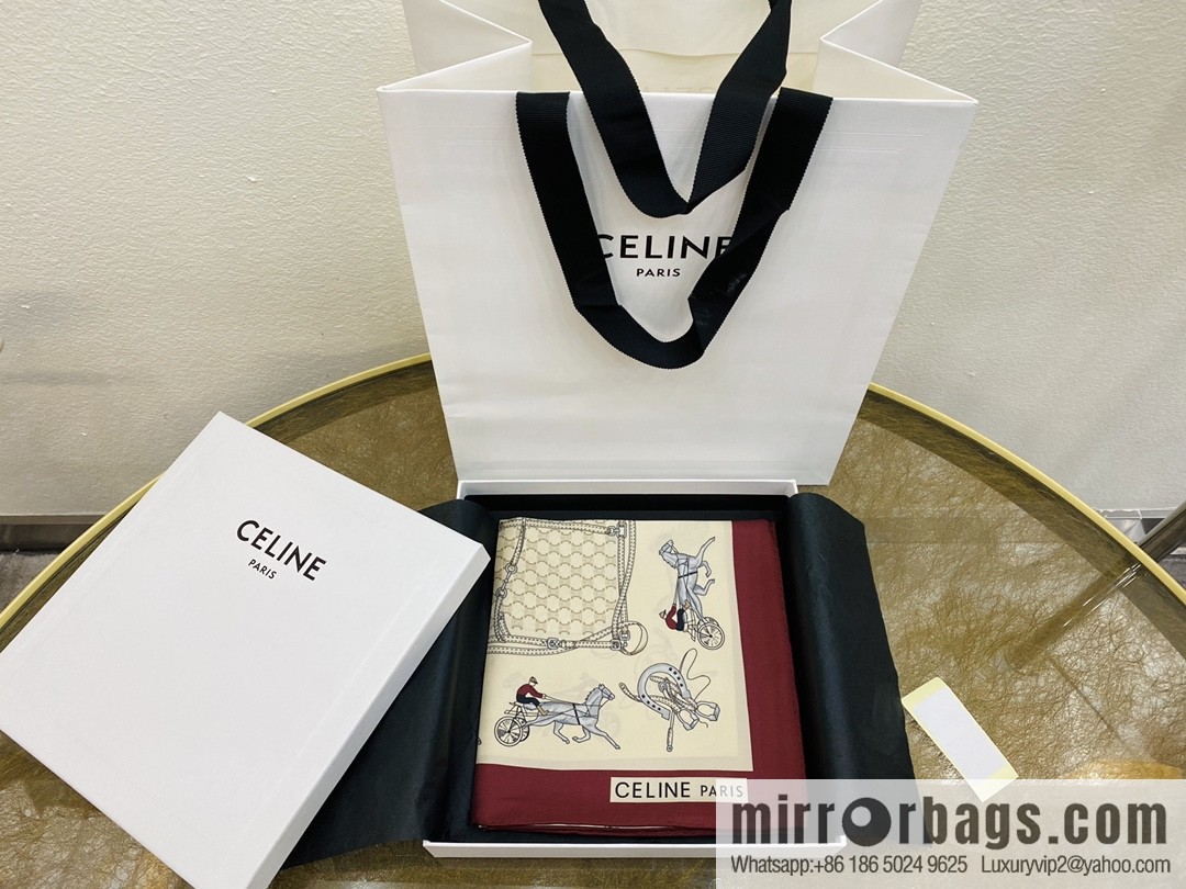 CELINE The essence of Celine Arc de Triomphe logo silk square scarf