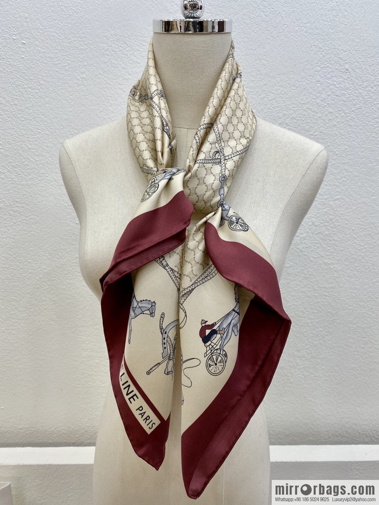 CELINE The essence of Celine Arc de Triomphe logo silk square scarf