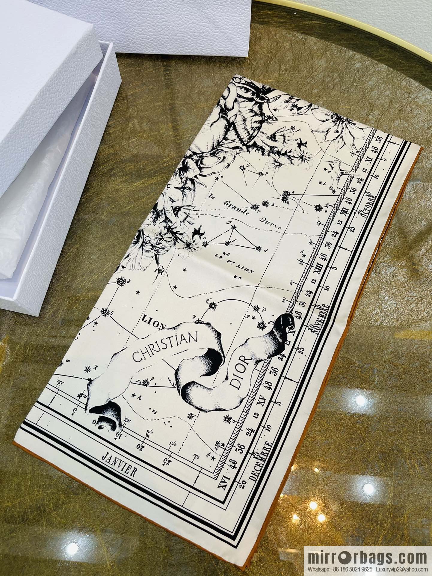 Dior Dior Constellation Pattern 100% Silk Zodiac Printed Square Towel