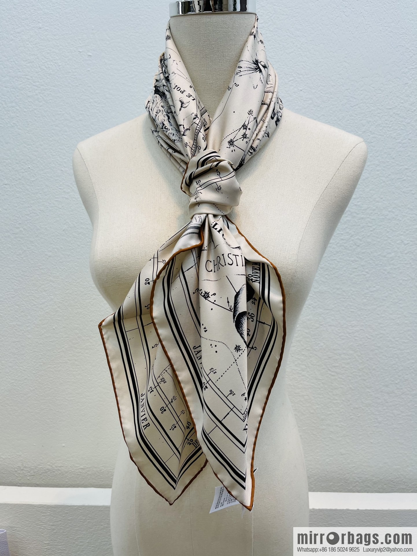 Dior Dior Constellation Pattern 100% Silk Zodiac Printed Square Towel