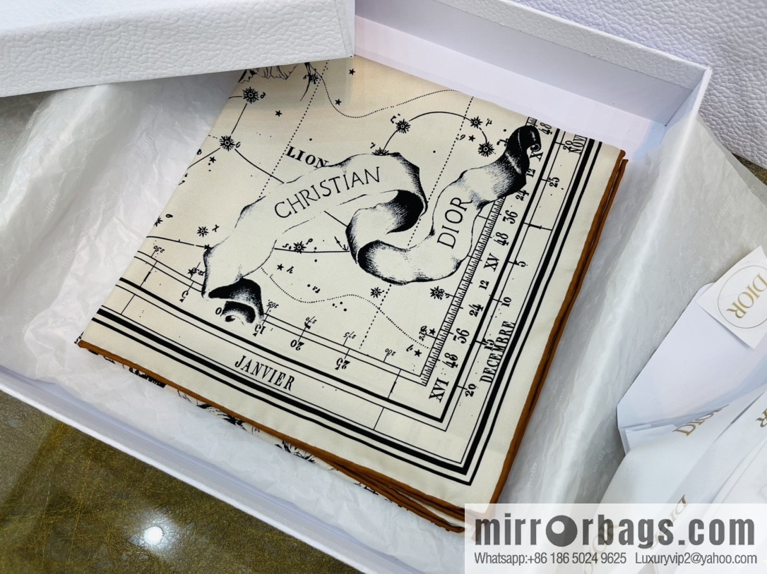 Dior Dior Constellation Pattern 100% Silk Zodiac Printed Square Towel
