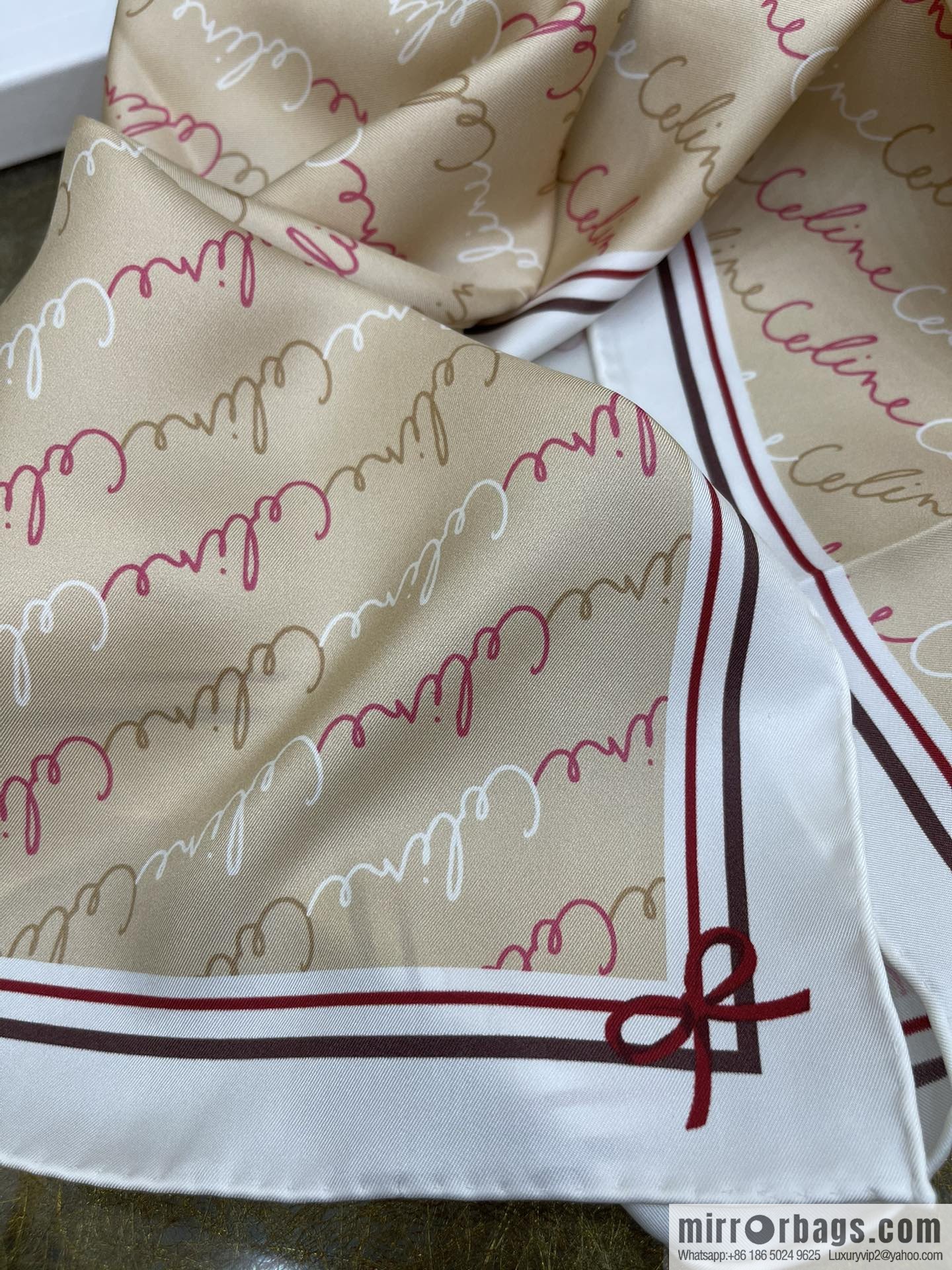 CELINE Celine Arc de Triomphe logo 100 silk scarf