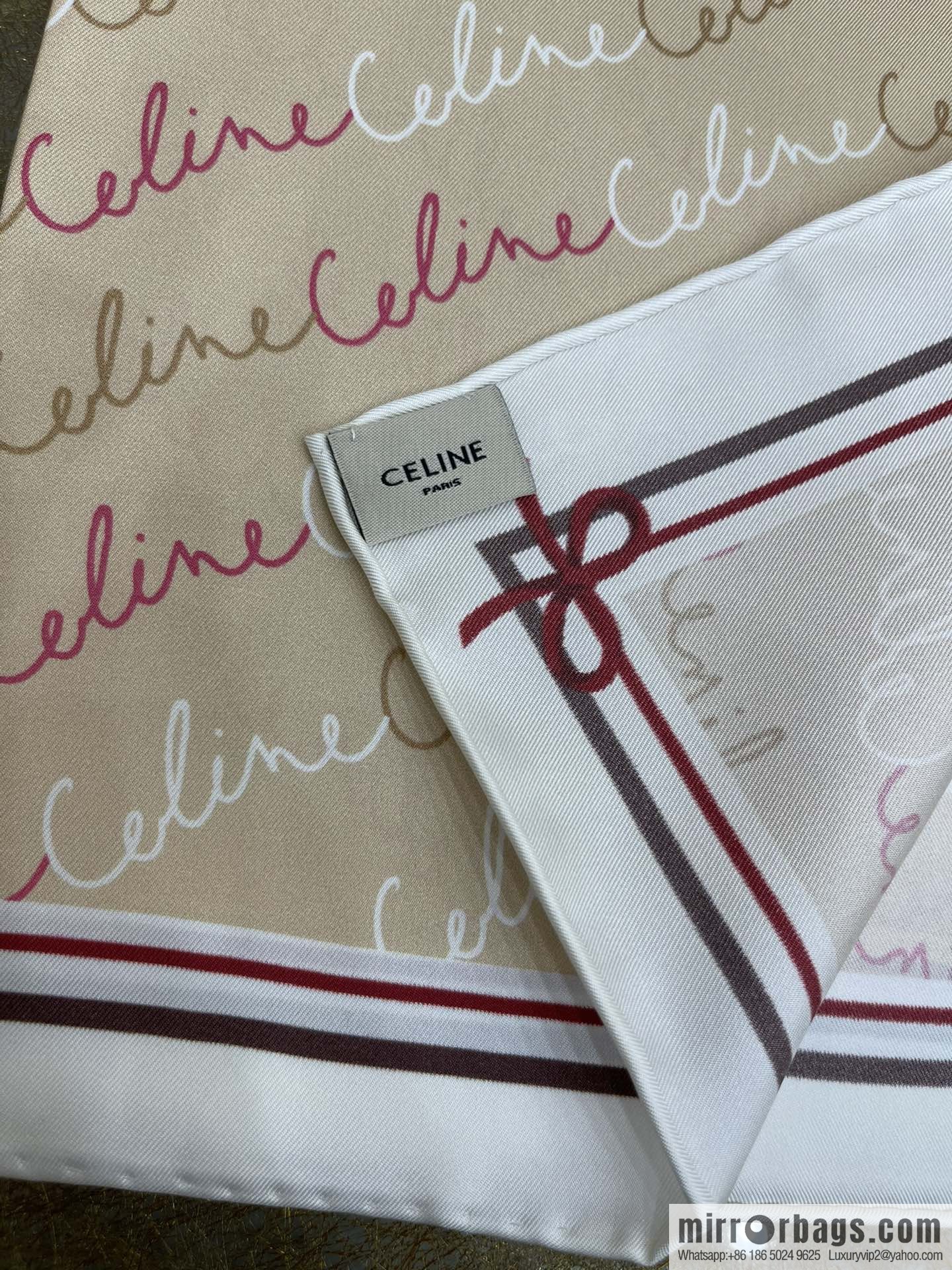 CELINE Celine Arc de Triomphe logo 100 silk scarf