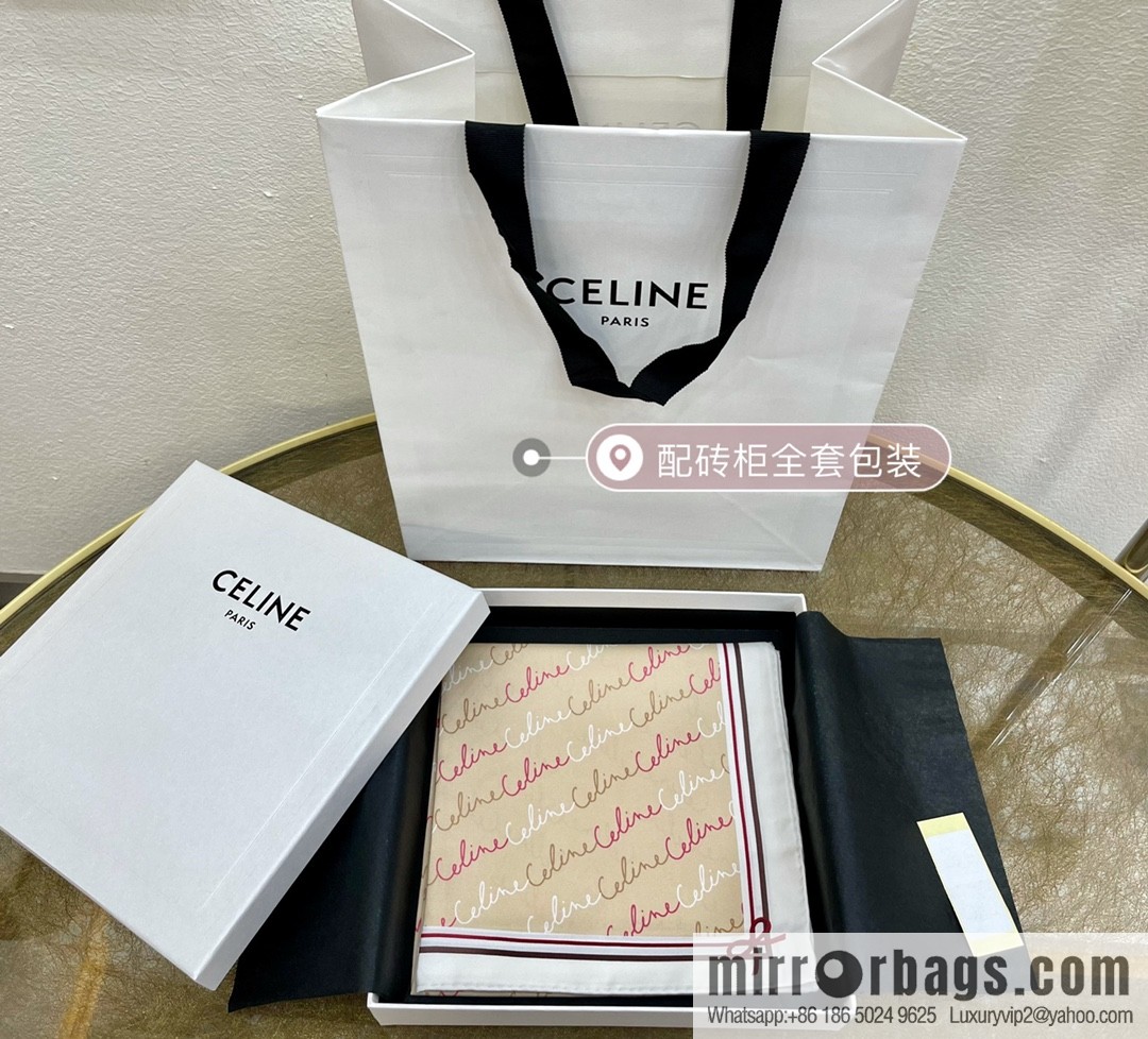 CELINE Celine Arc de Triomphe logo 100 silk scarf