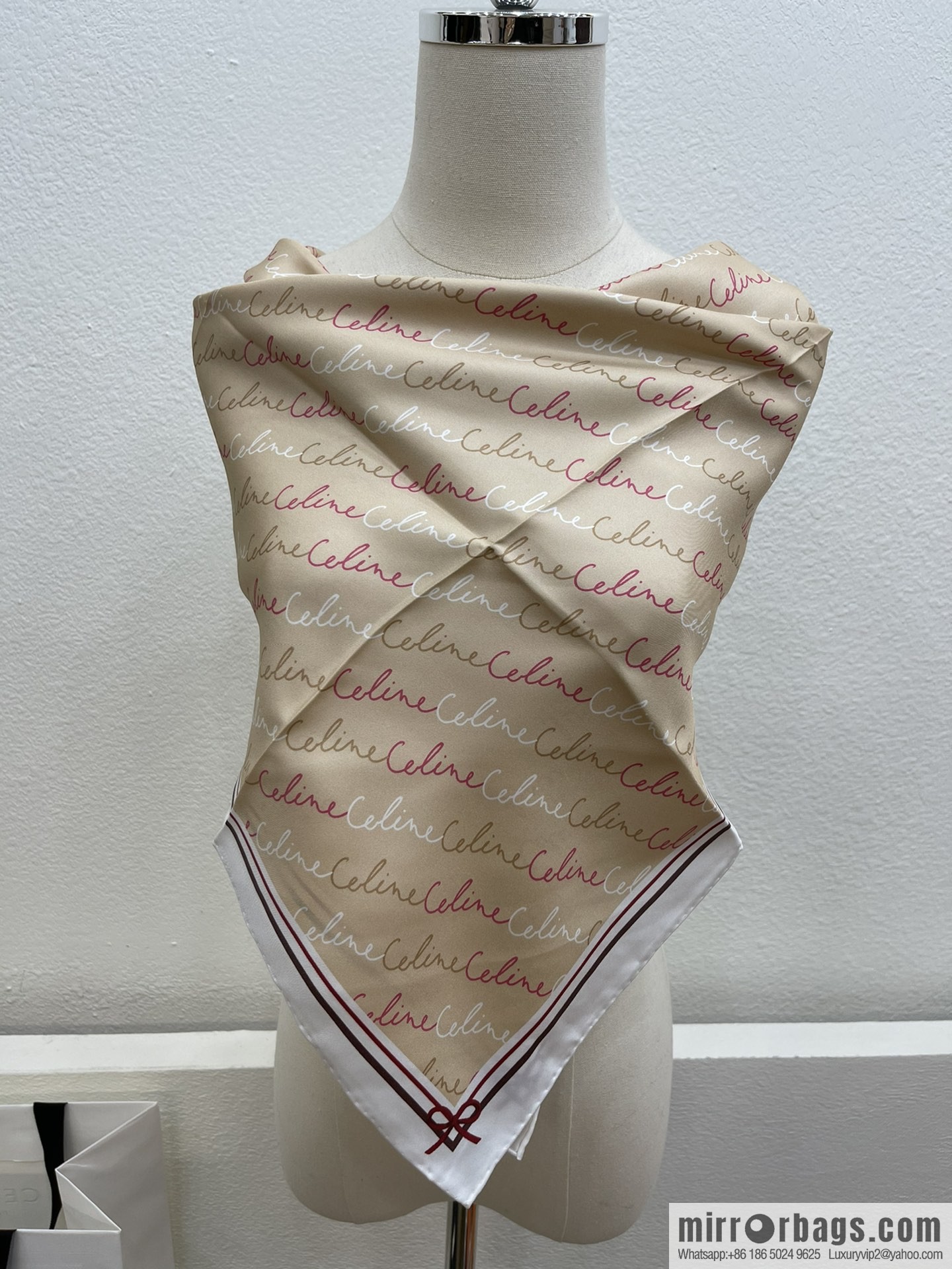 CELINE Celine Arc de Triomphe logo 100 silk scarf