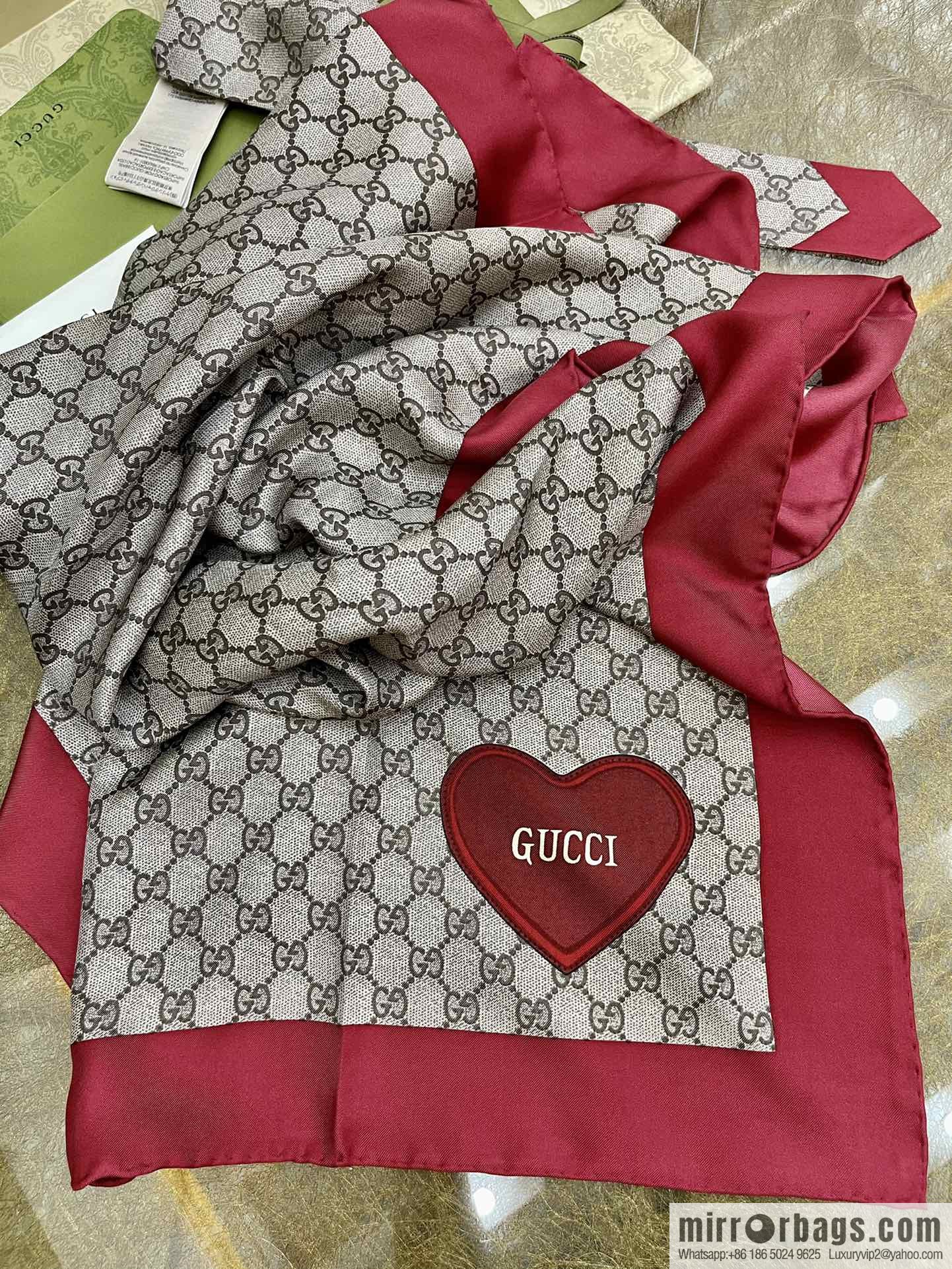 GUCCI Gucci 100% silk Valentine's Day limited edition love square scarf