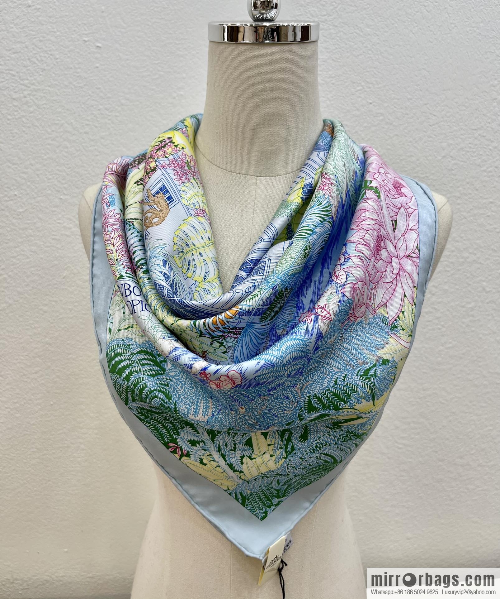 Hermes 100% silk handmade hemmed scarf