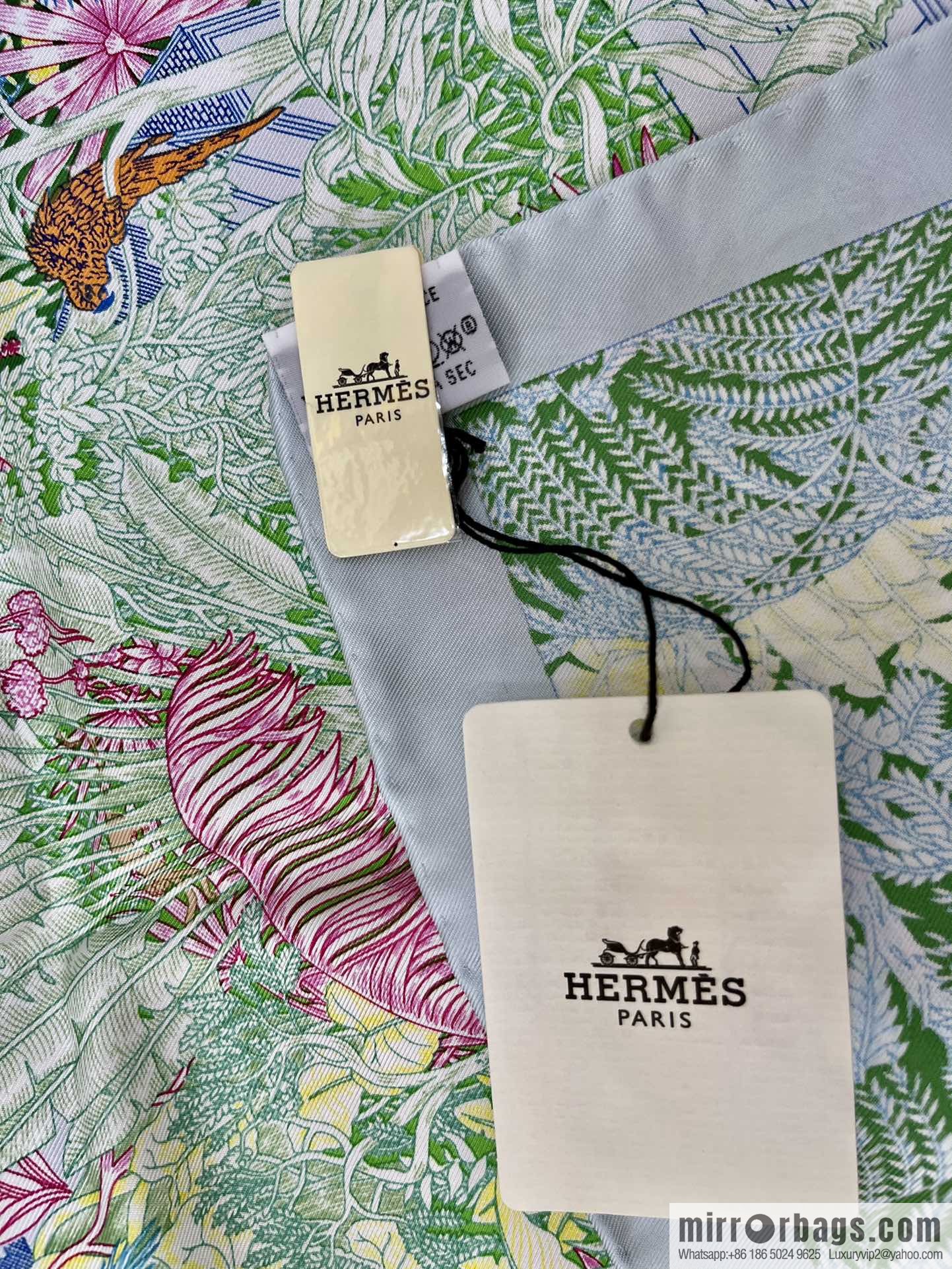 Hermes 100% silk handmade hemmed scarf