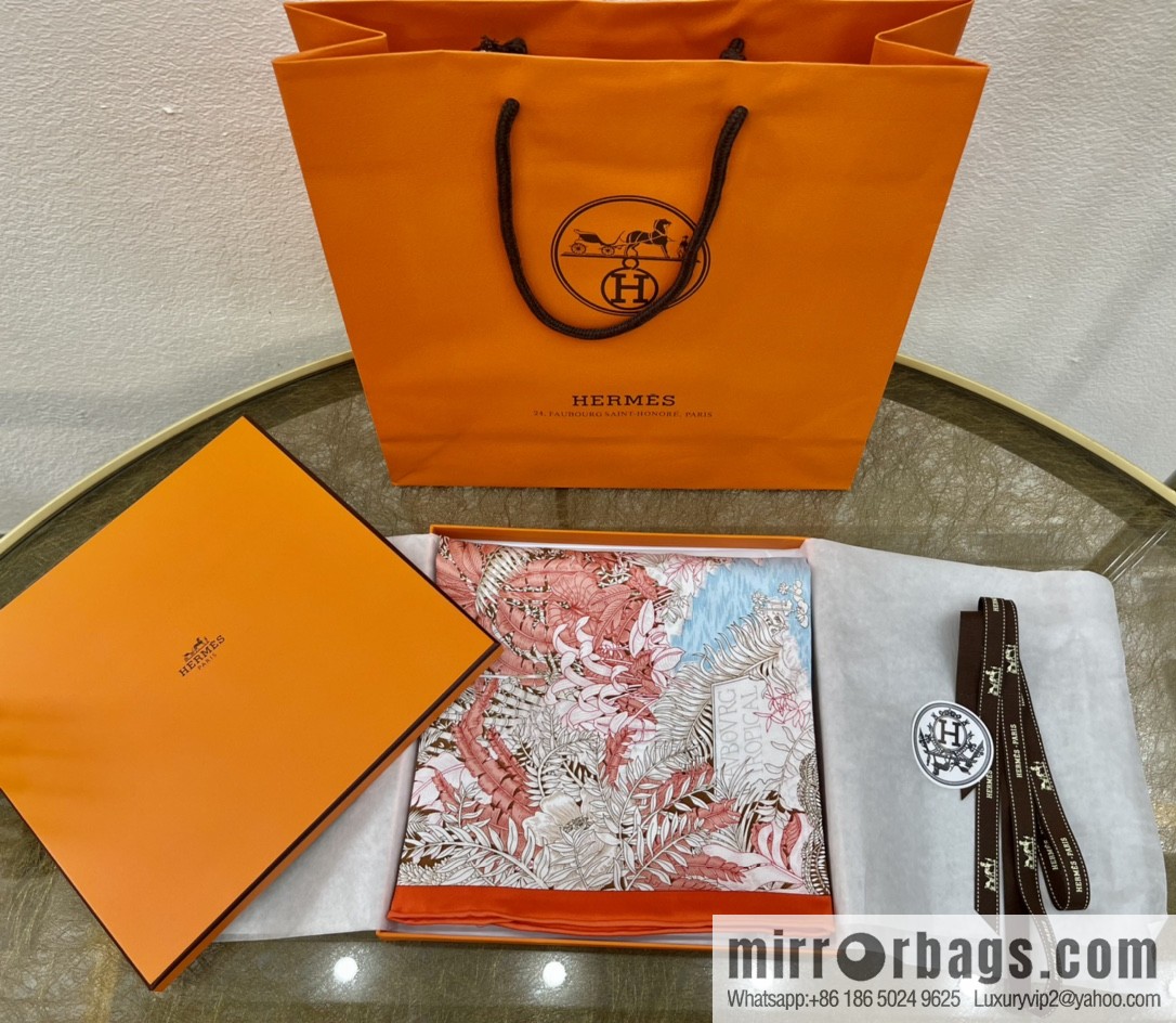 Hermes 100% silk handmade hemmed scarf