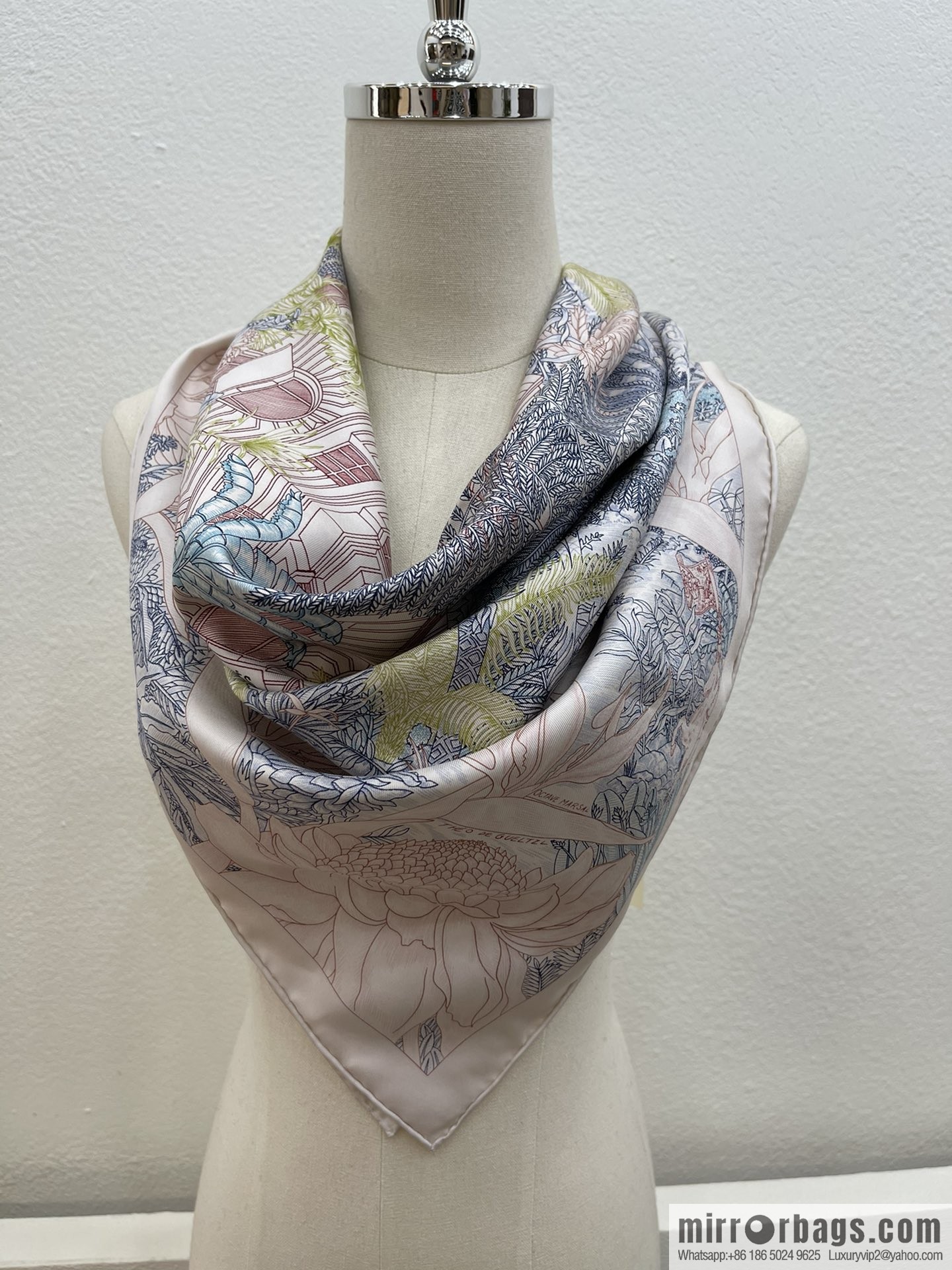 Hermes 100% silk handmade hemmed scarf