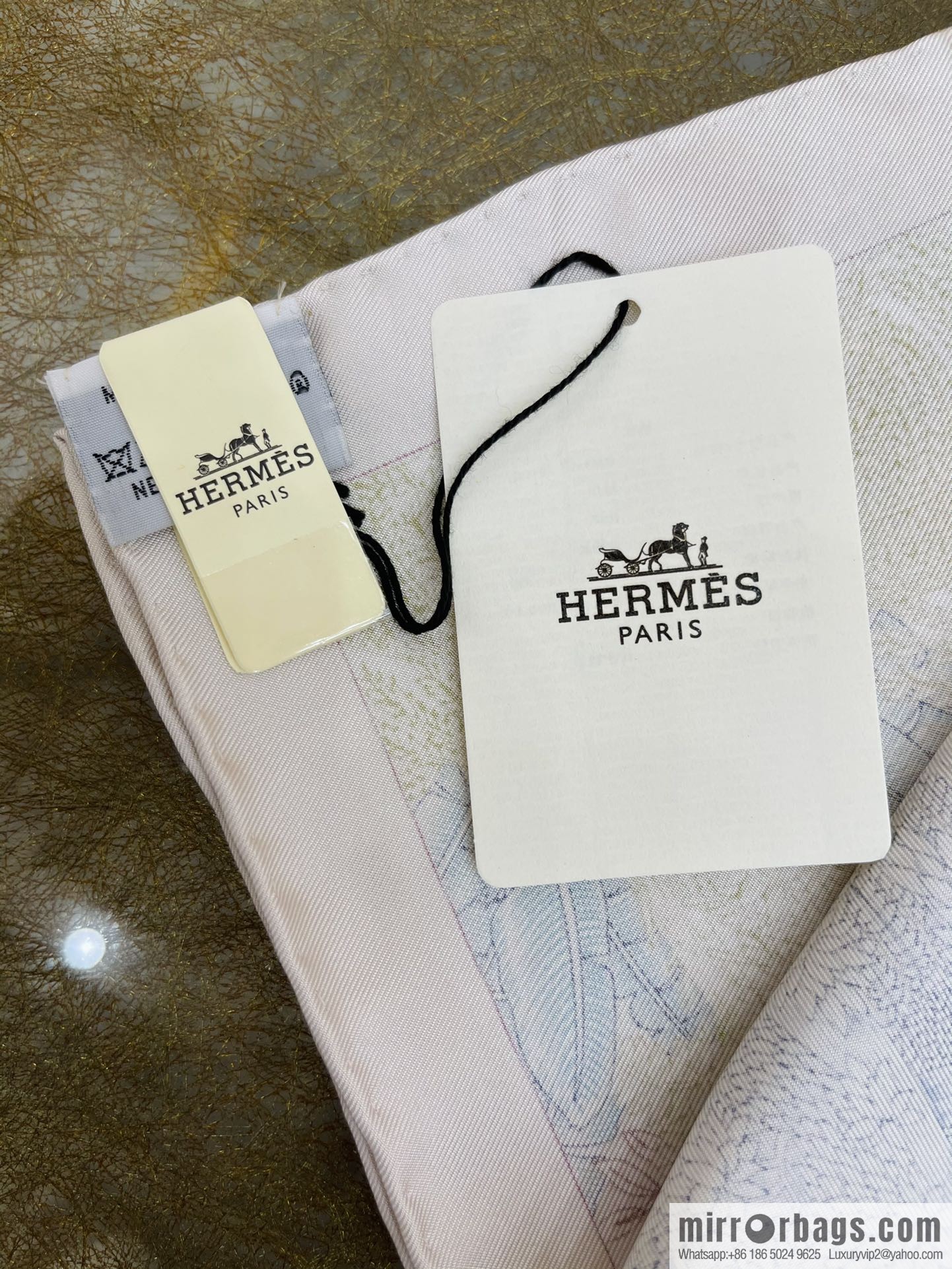 Hermes 100% silk handmade hemmed scarf