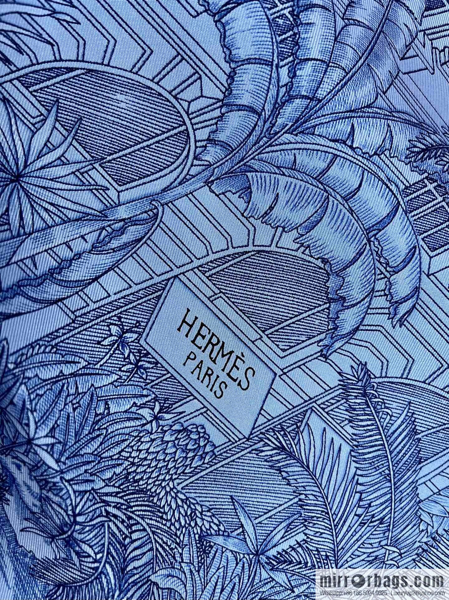 Hermes 100% silk handmade hemmed scarf