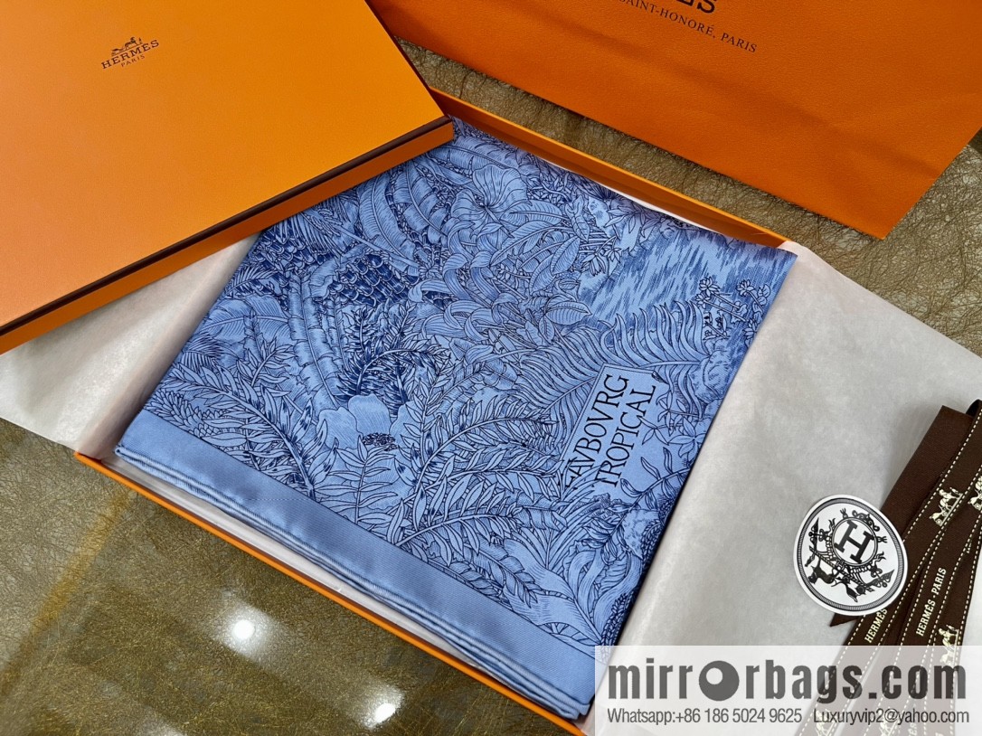 Hermes 100% silk handmade hemmed scarf
