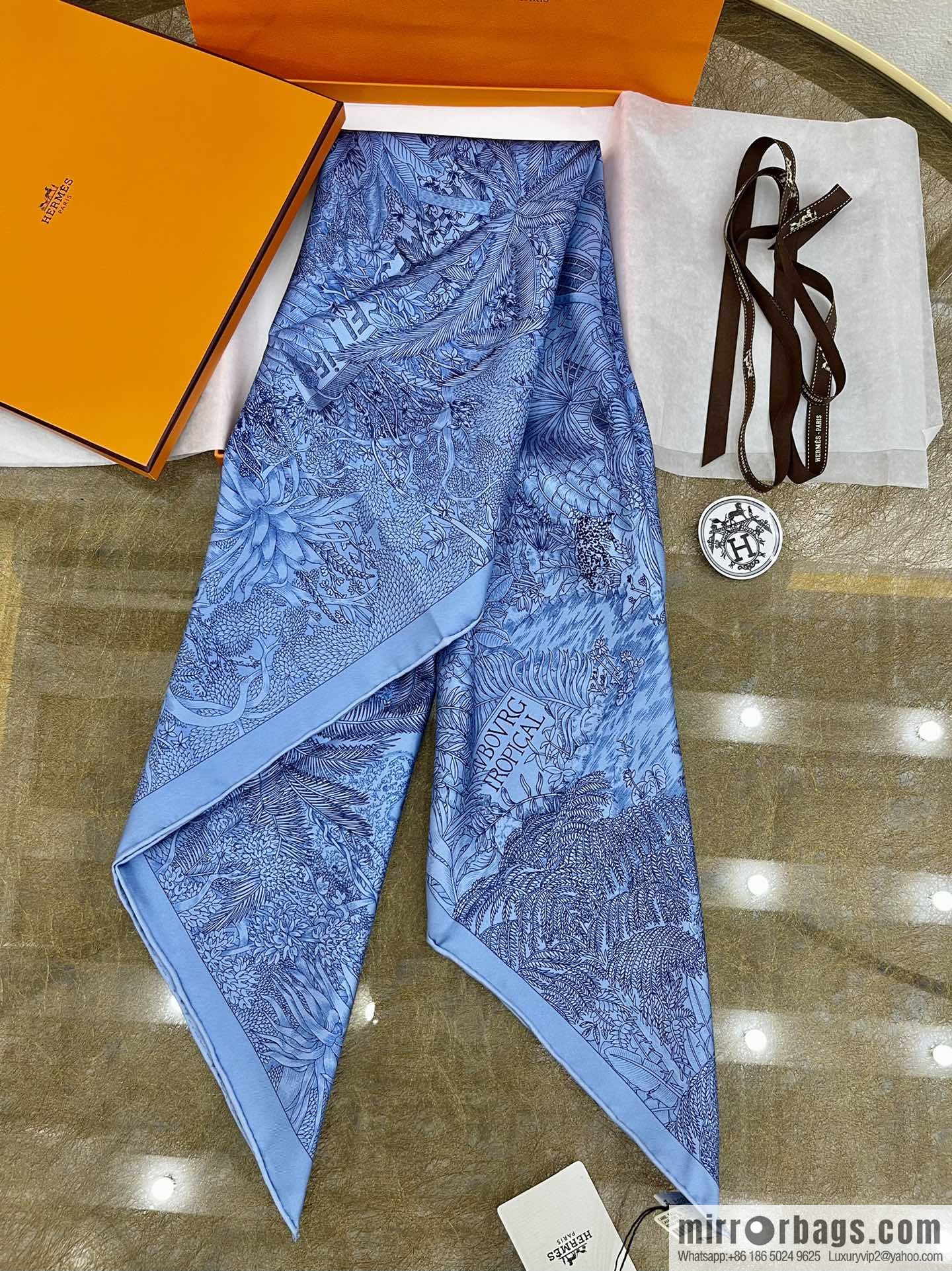 Hermes 100% silk handmade hemmed scarf