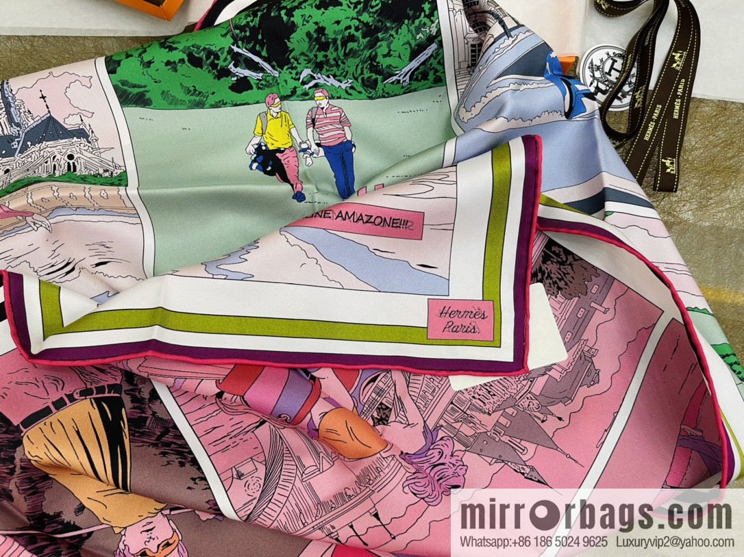 Hermes Double Sided 100% Silk Scarf