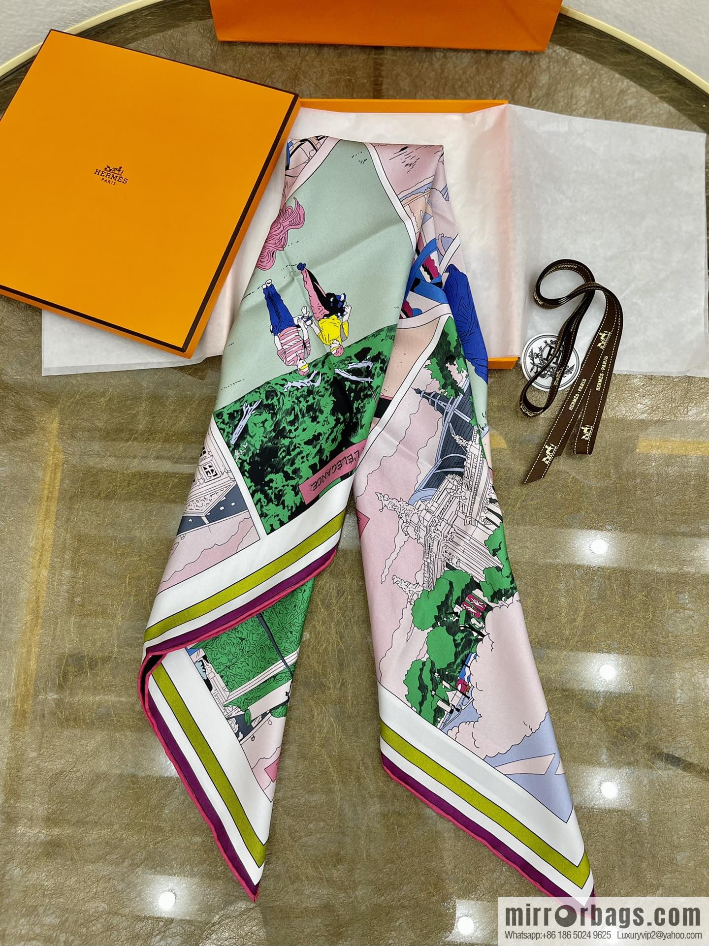 Hermes Double Sided 100% Silk Scarf