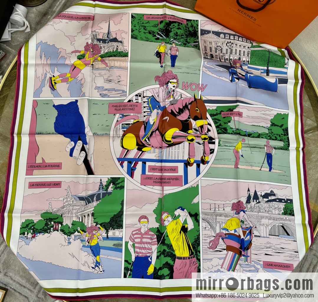 Hermes Double Sided 100% Silk Scarf