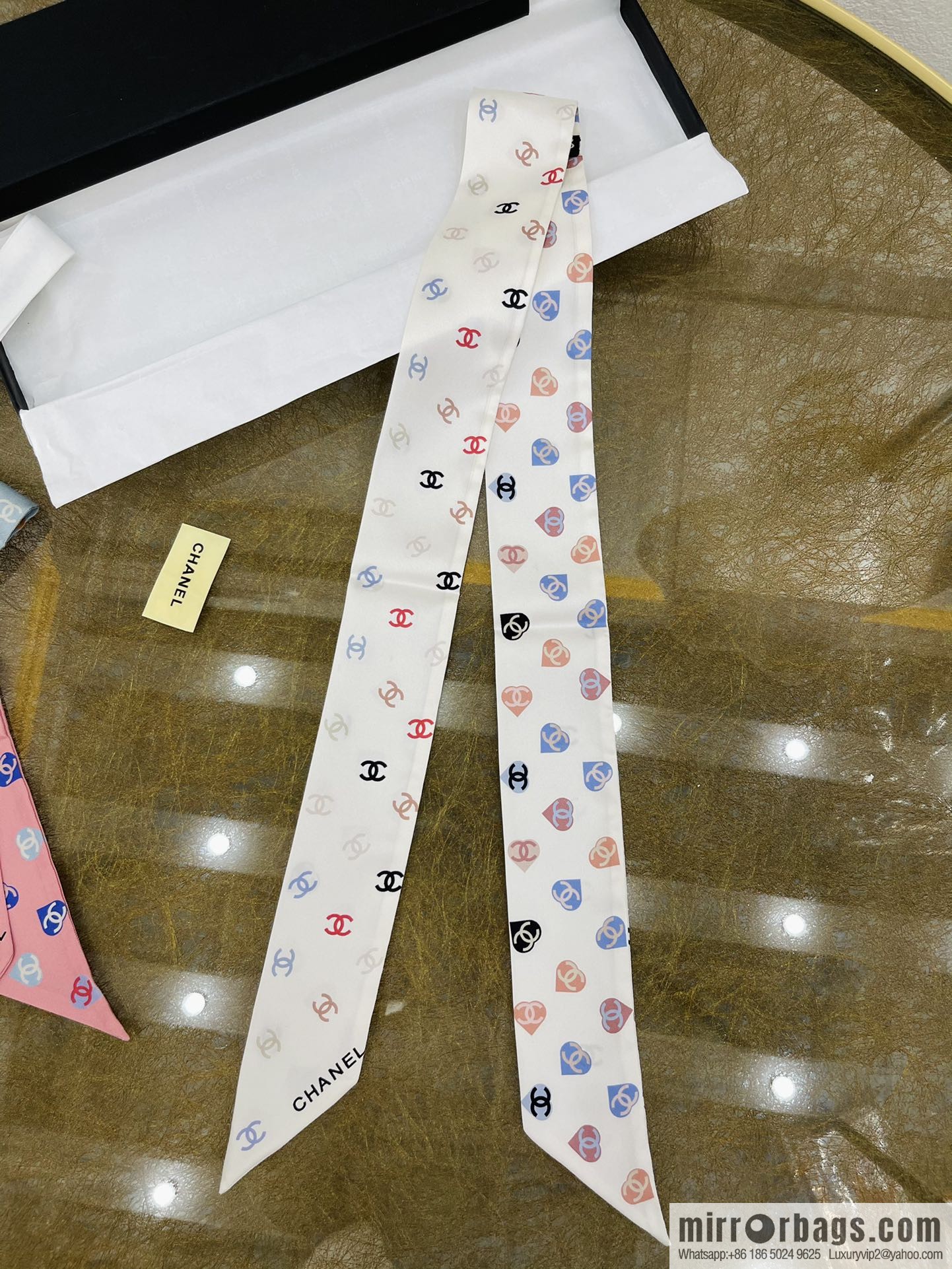 Chanel Xiaoxiang Twiily 100% Silk Silk Hair Band Ribbon AA7447