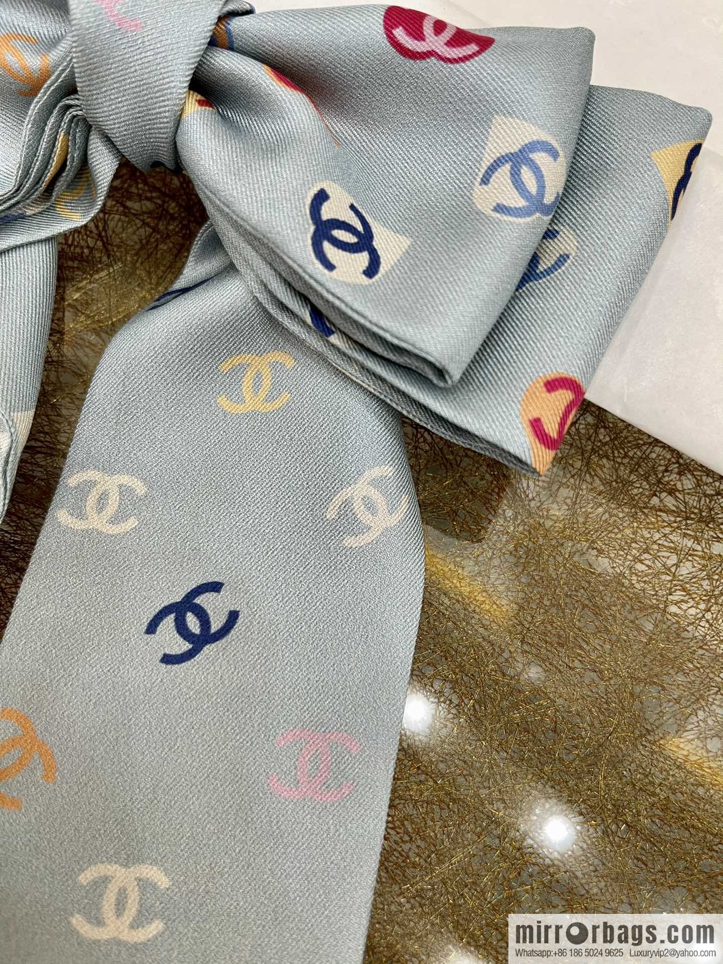 Chanel Xiaoxiang Twiily 100% Silk Silk Hair Band Ribbon AA7447