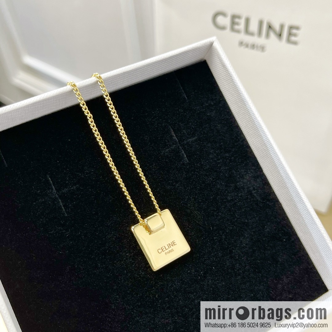 Celine ALPHABET 26 letter gold cube necklace