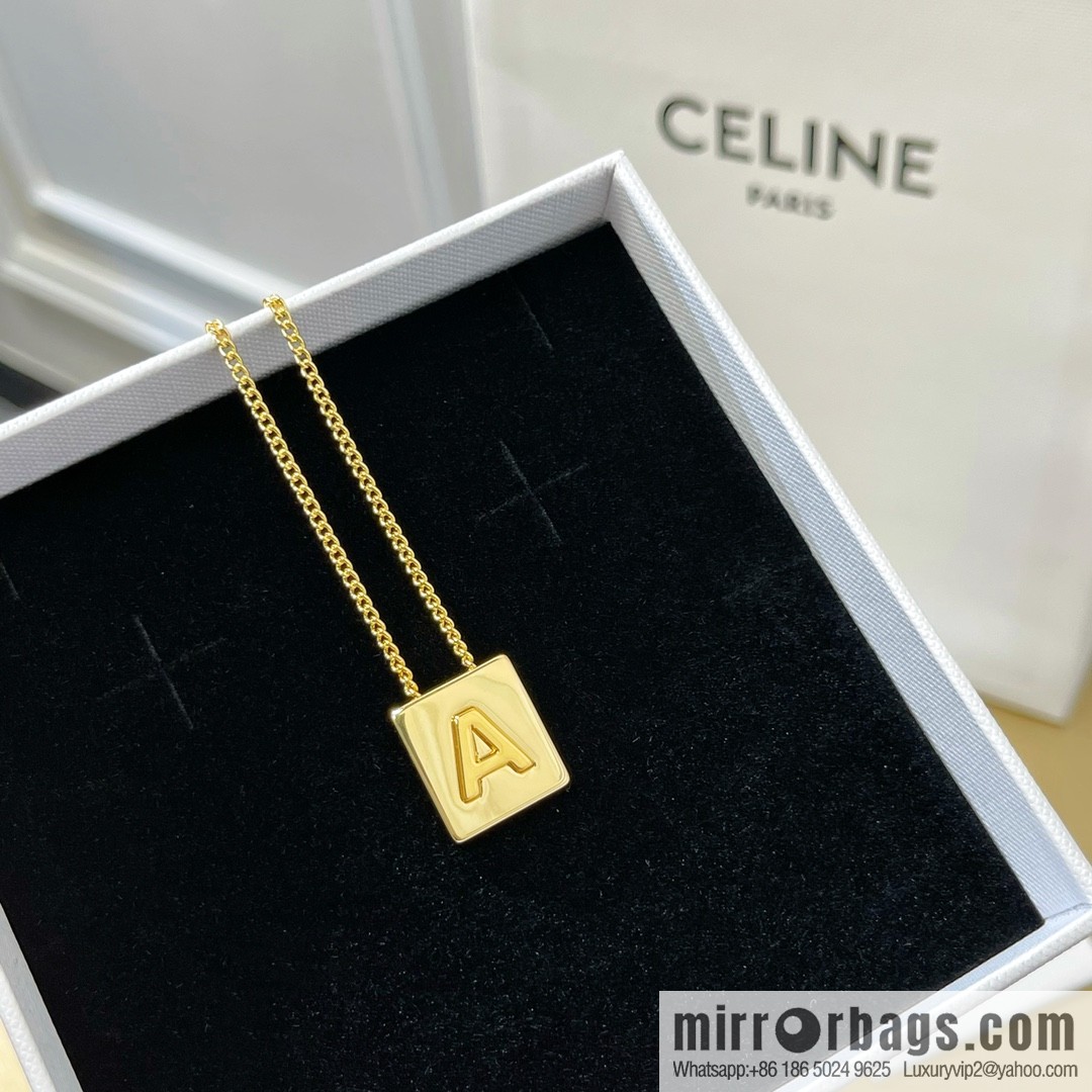 Celine ALPHABET 26 letter gold cube necklace