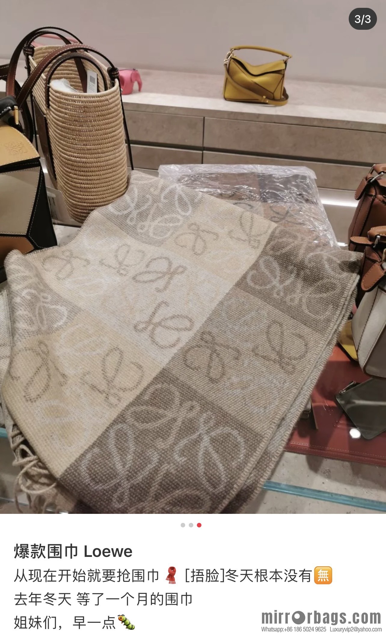 LOEWE 90% wool + 10% cashmere Anagram presbyopia scarf