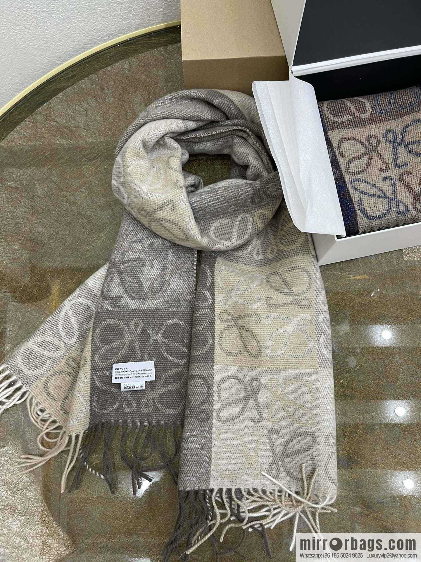 LOEWE 90% wool + 10% cashmere Anagram presbyopia scarf